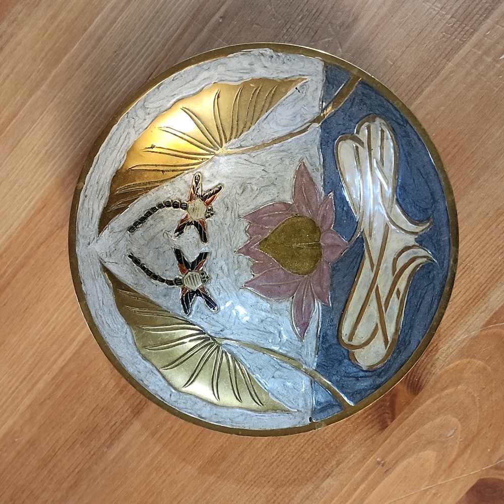 Vintage India enamel. Scorpion/‎ copper/brass/metal/ decorative bowl.